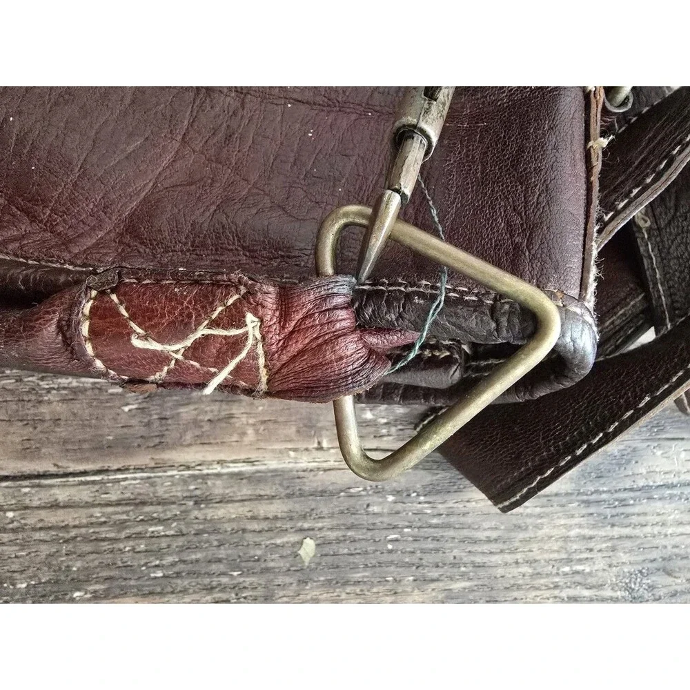 What Daisy Did Recycled Leather Messenger Bag Dark Brown Shoulder Crossbody Flaw